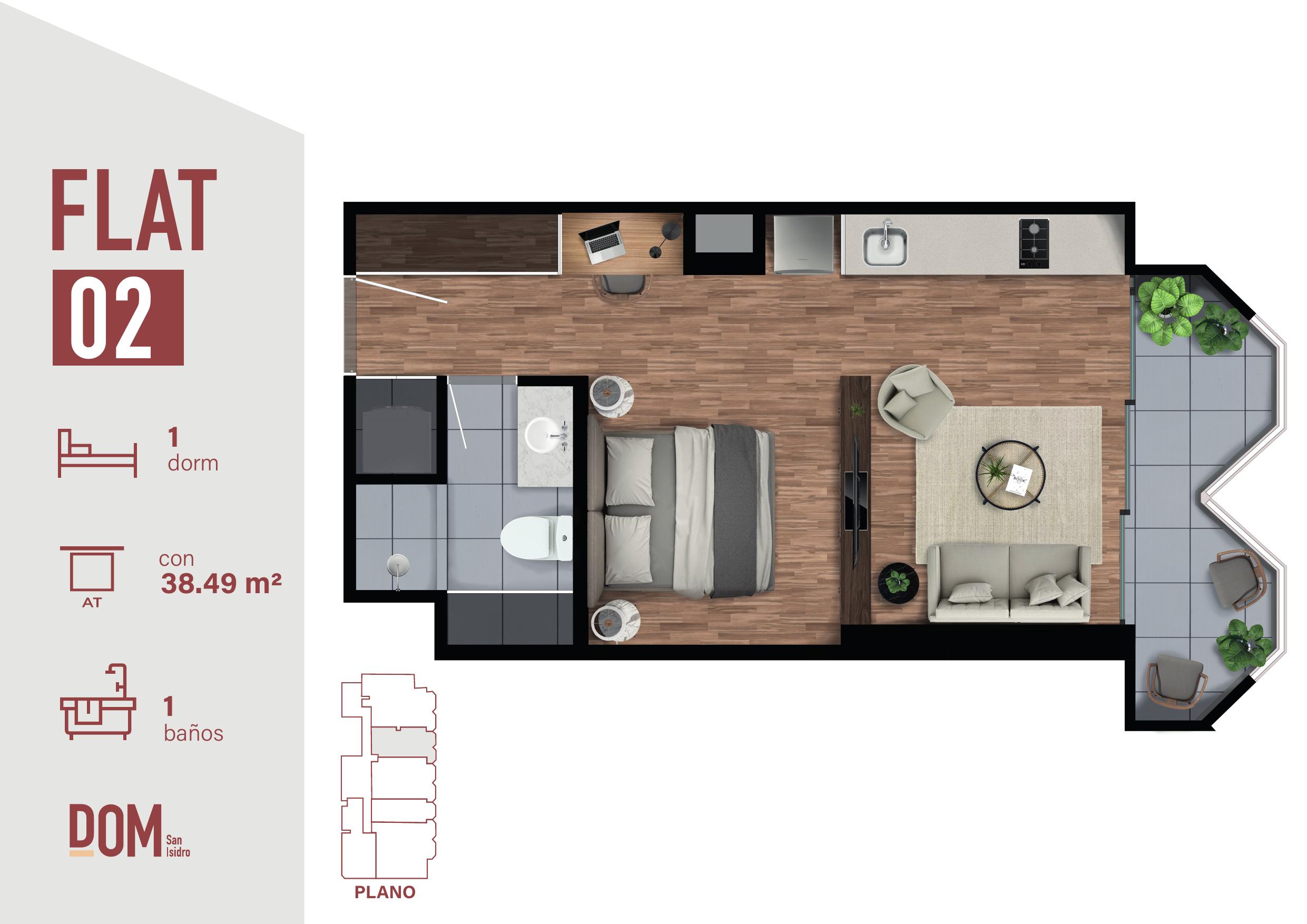 DOM San Isidro — Flat 01 | 2 dorm | 66 m² | Nuevo